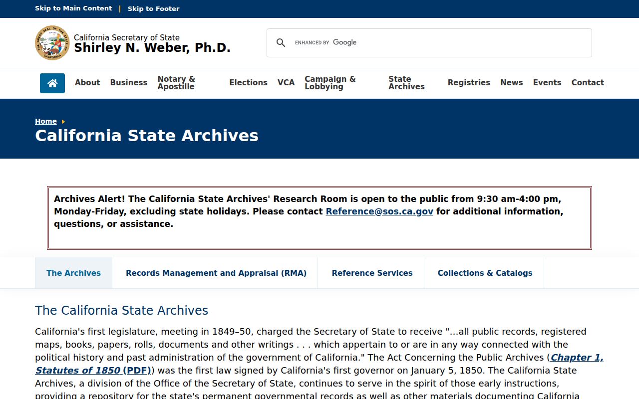 Tulare city directory California State Archives research page